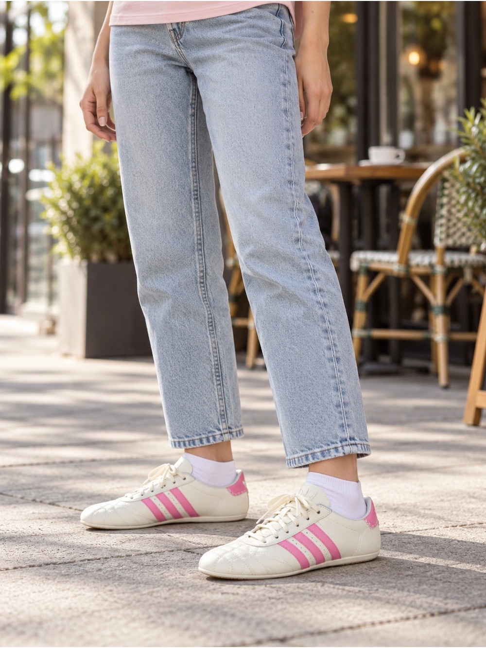Adidas Originals Taekwondo LA Sneakers Cream Pink Women’s Size 6.5